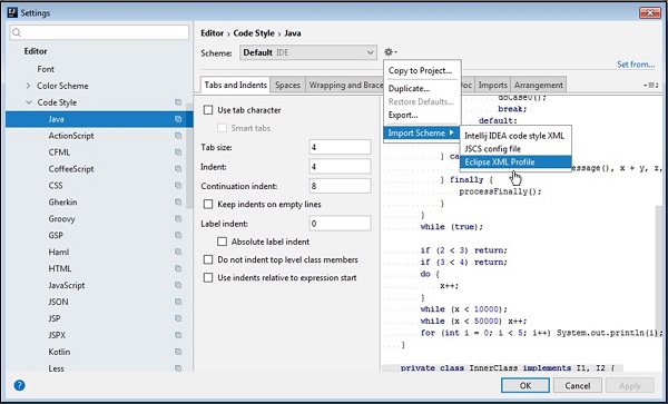 eclipse formatter settings