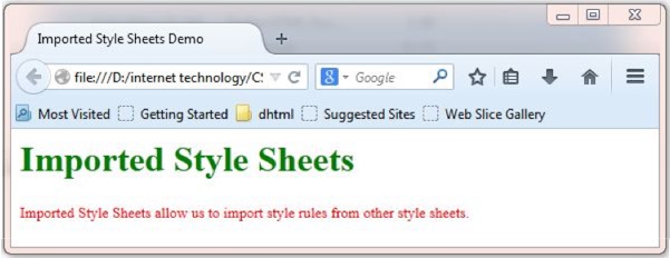 imported style sheet