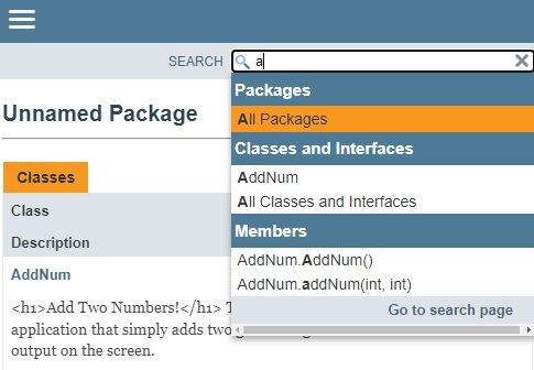 javadoc documentation