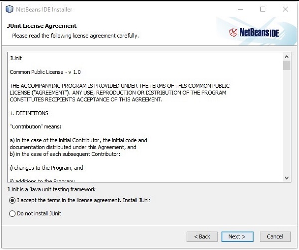 accept junit license agreement