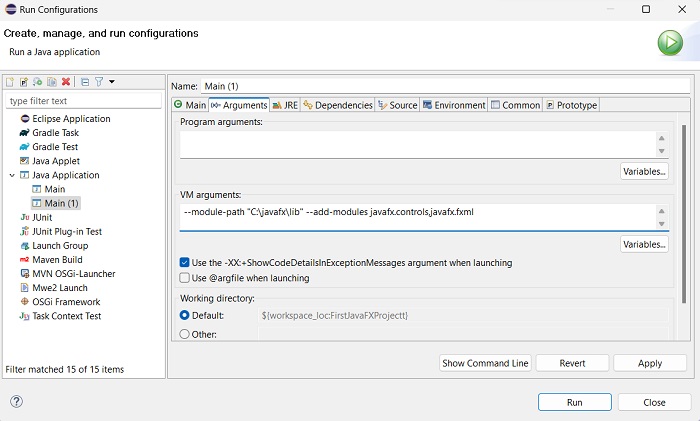 eclipse vm arguments