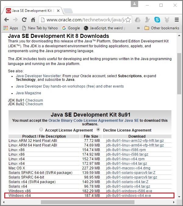 java se development kit 8 downloads page