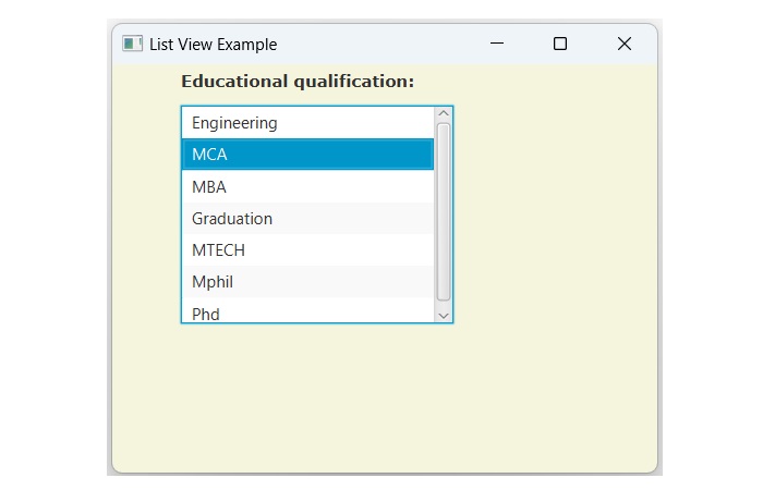 listview output