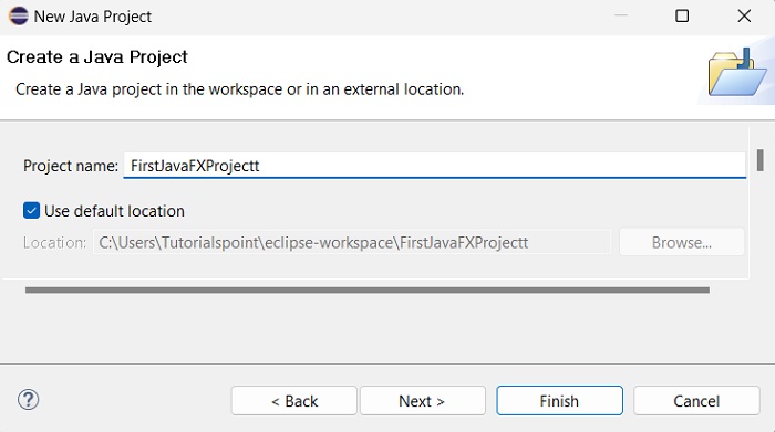 project name and click finish