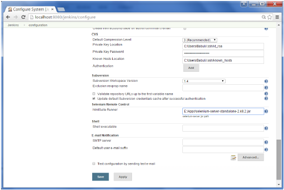 configure selenium server