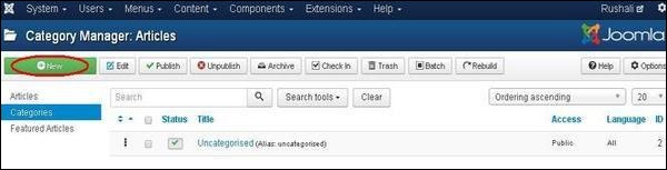 joomla categorymanagement step2