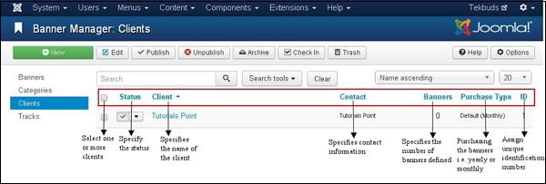 joomla componentmenu clients