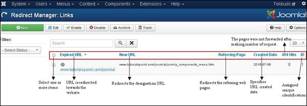 joomla componentmenu redirect