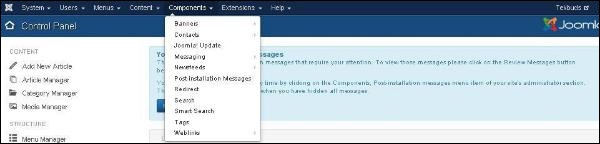 joomla componentmenu