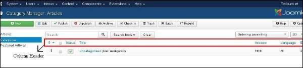 joomla contentmenu categorymanager