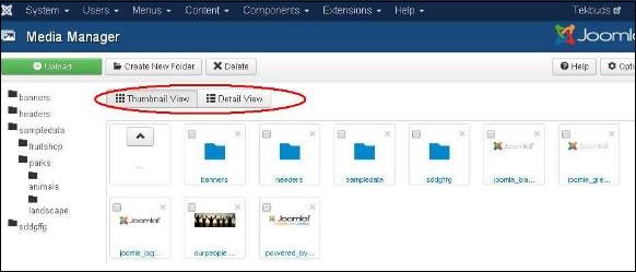 joomla contentmenu mediamanager