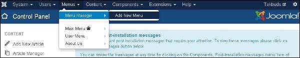 joomla createmenu step1