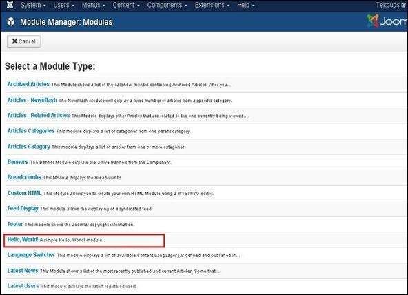 joomla createmodules step8