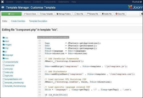 joomla customizetemplate step5