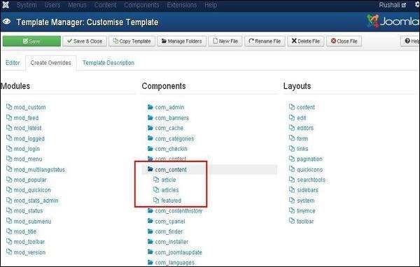 joomla customizetemplate step7