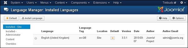 joomla extensionmenu languagemanager