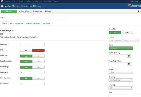 joomla feeddisplay step3