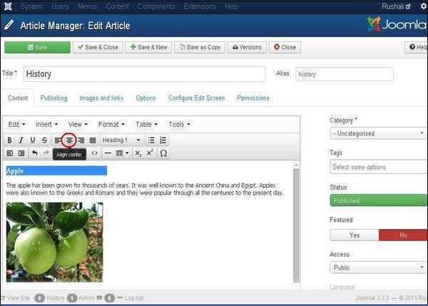 joomla formattingcontent step3