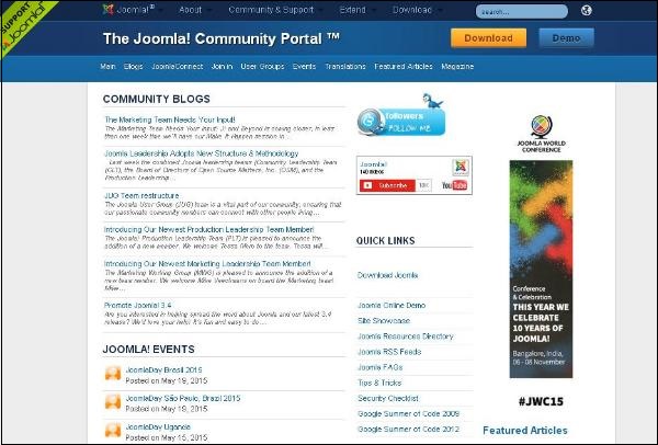 joomla helpmenu communityportal