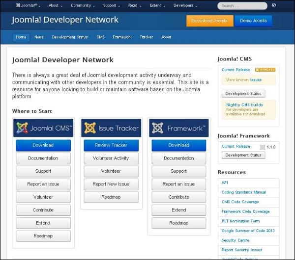 joomla helpmenu developerresources