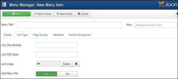 joomla menumanager linktype