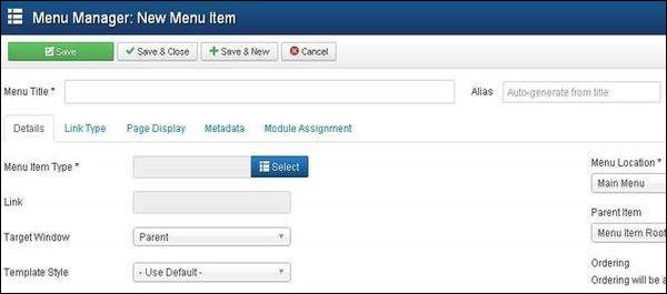 joomla menumanager newmenuitem1