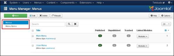 joomla menumanager step1