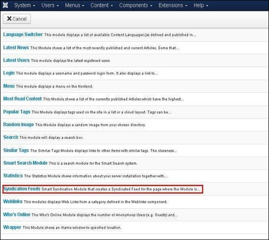 joomla syndicate step2