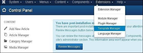 joomla templatemanager step1