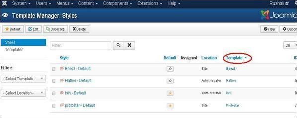 joomla templatemanager step2