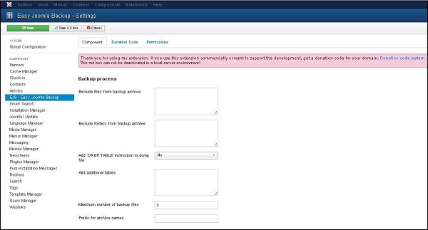 joomla websitebackup step3