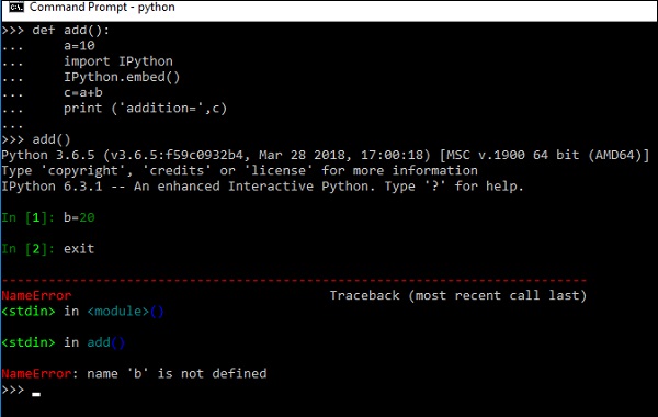 ipython nameerror exception