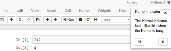 jupyter notebook kernel indicator