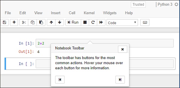 jupyter notebook toolbar