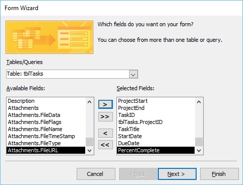 available fields