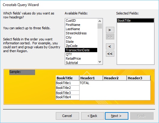 crosstab query