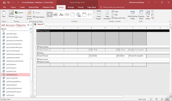 report design view