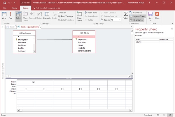 select property sheet