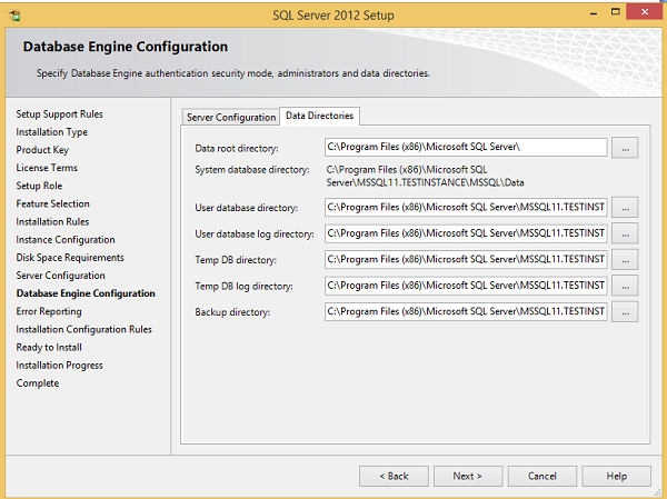 database configuration