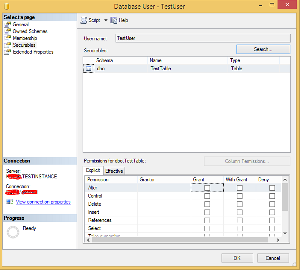 database testuser2