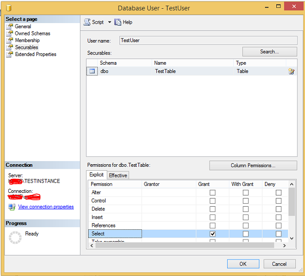 database testuser3