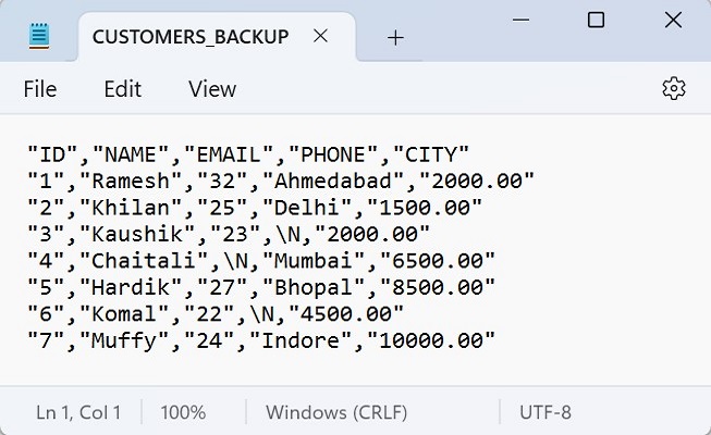 mysql export table into csv file image3