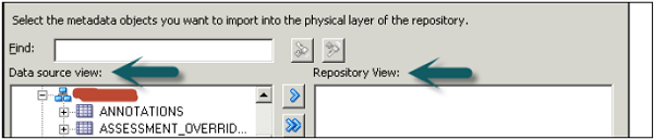 import metadata objects to repository