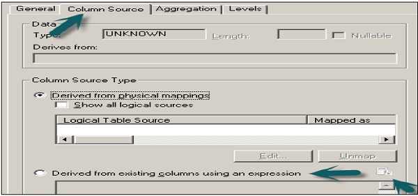 logical column dialog box