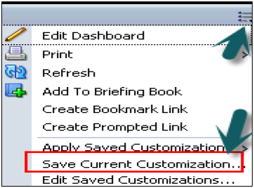 save customized dashboard