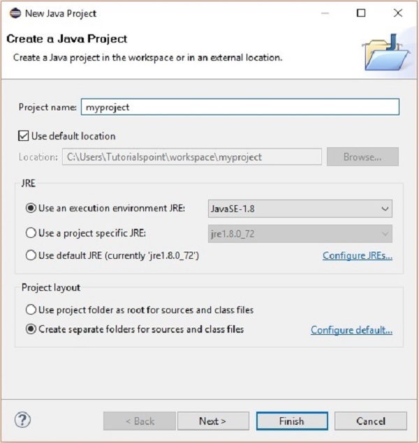 create project wizard