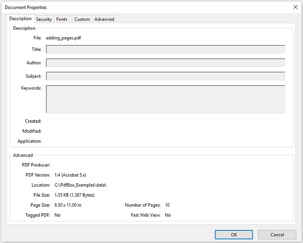 pdf properties