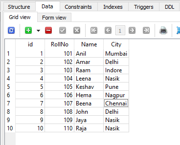 data table