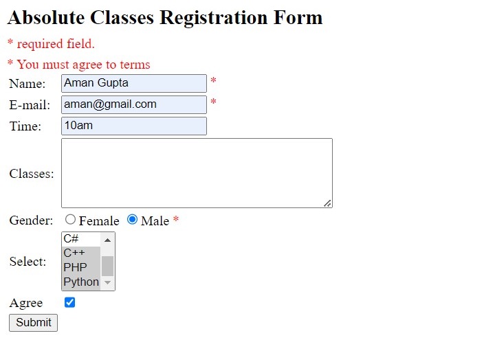 php complete form 1