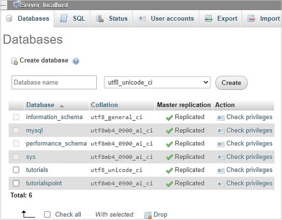 dashboard databases